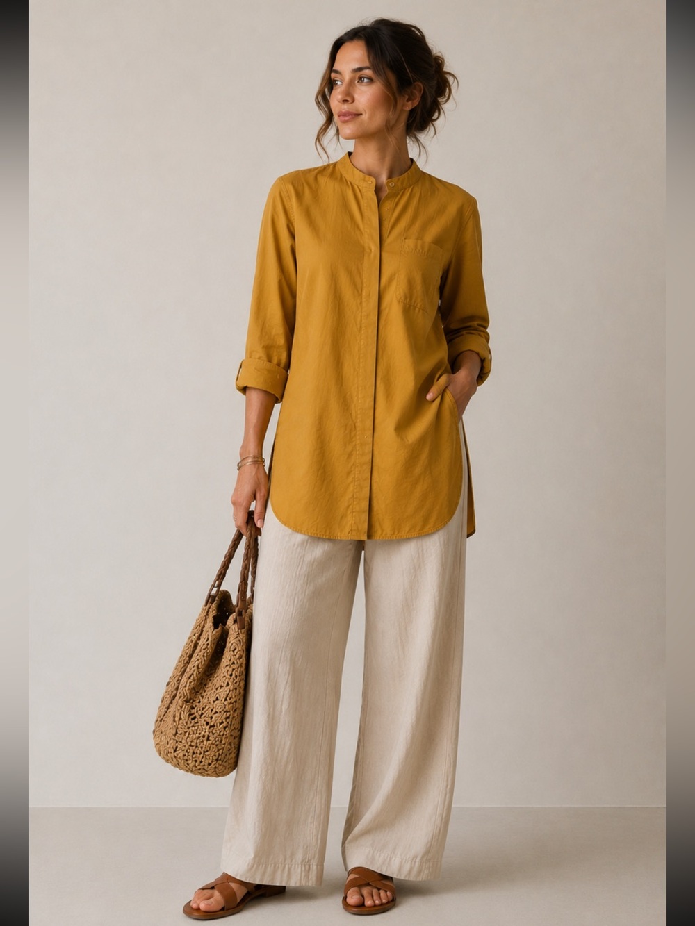 Mijeong Park mustard yellow tunic button up Medium